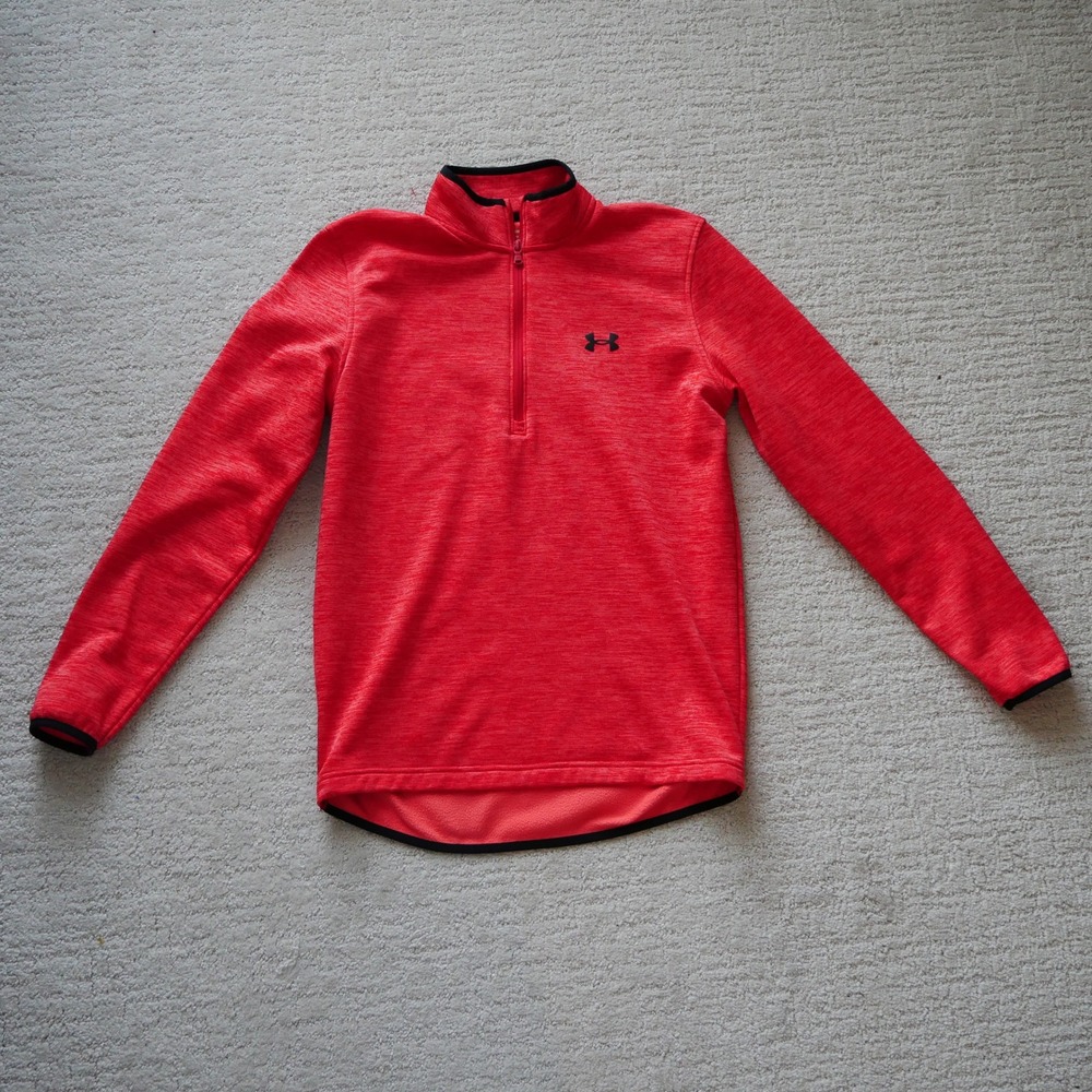 Under Armour ColdGear Mens Small Red Heathered Quarter Zip Pullover Fleece Shirt